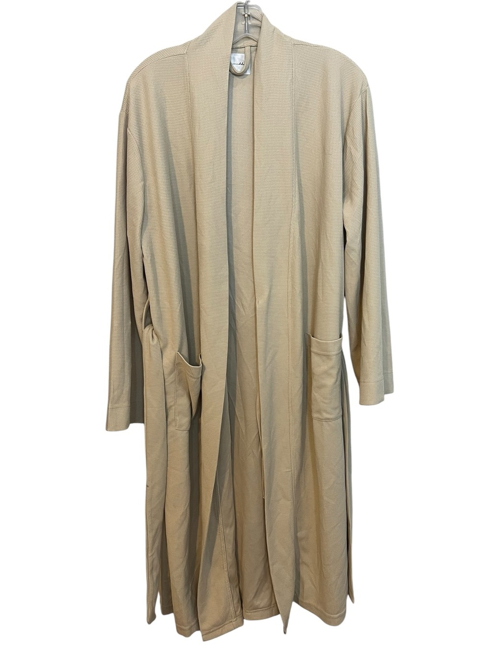 Line & Dot Long Robe S/M Beige Belted Sash Pockets Lounge Quiet Luxury